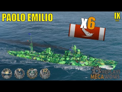 Destroyer Paolo Emilio 6 Kills & 167k Damage | World of Warships Gameplay
