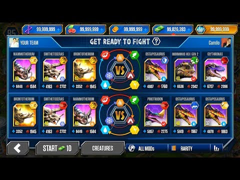 PVP CENOZOIC MODs 999+ BROTOTHERIUM vs GLYTHRONAX (P1) - JURASSIC WORLD THE GAME