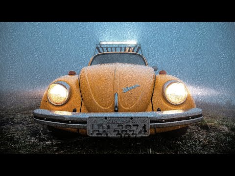 Car Camping By a Cliff Edge With Soft Rain