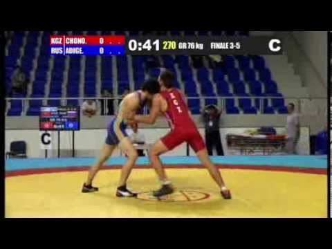 WORLD CHAMPIONSHIP WRESTLING CADET 2013 Finale 3-5 GR 76 Kg (KGZ) S.CHONORALIEV vs (RUS) M.ADIGEUNOV