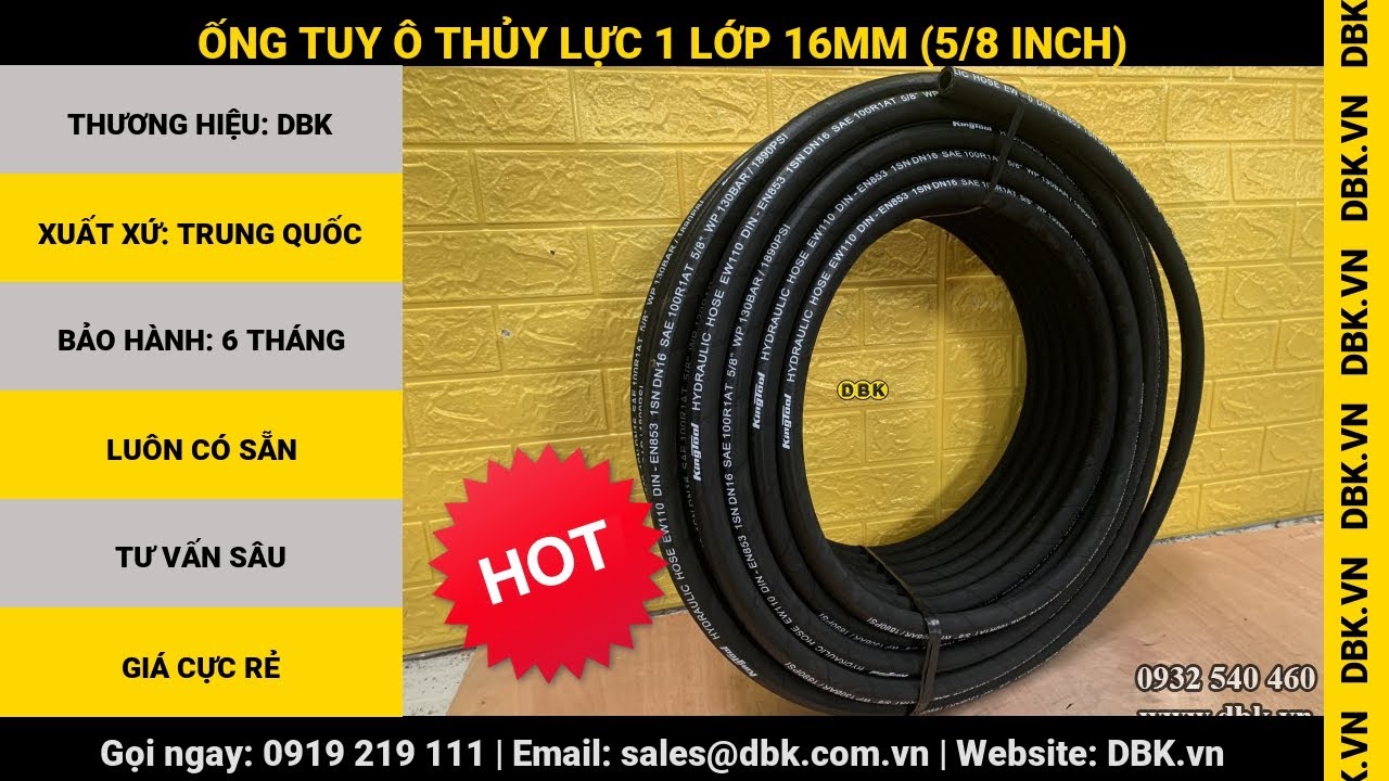 Video Ống tuy ô thủy lực 1 lớp 16mm (5/8 inch) - Ống tuy ô thủy lực 1 lớp 16mm (5/8 inch)