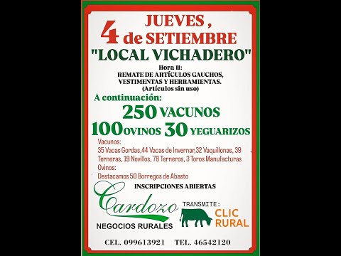 04/09/2025  Feria mensual - Cardozo Negocios Rurales (Feria) / Local Vichadero - Rivera