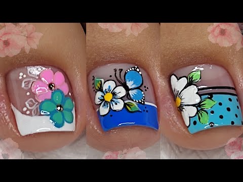 DISEÑOS DE UÑAS CON FLORES 🌺 | UÑAS DE PIES DECORADAS 💅😍🦶