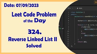 YouTube video '92 || Reverse Linked List II || C++ || Leetcode Daily Challenge'