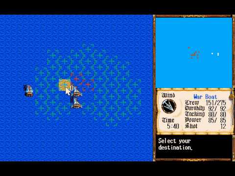 Uncharted Waters 2 New Horizons (DOS) - Sea battle against merchant fleet