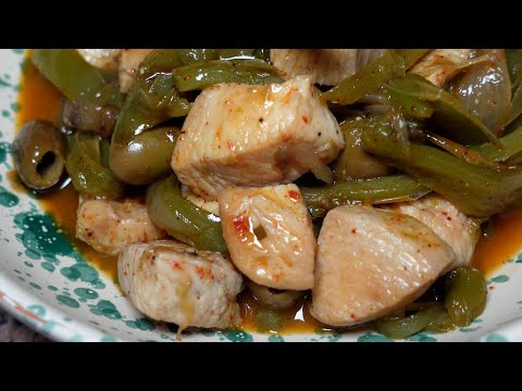 Bocconi di Petto di Pollo con Peperoni Verdi e ...... ❤️🤍💚