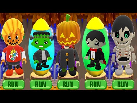 Tag with Pumpkin Ryan vs Jack O'Lantern vs Skele-Ryan Mystery Surprise Egg Gameplay