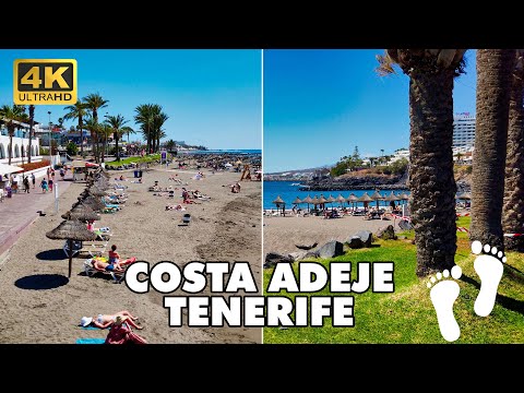 COSTA ADEJE 🌞 Tenerife Spain 🇪🇸 | 🏖️ Beautiful Beaches (Playas de Troya & El Bobo) | Walking Tour 4K