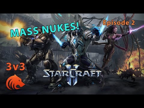 StarCraft 2: MASS Nukes in 3v3...SO MANY RED DOTS!