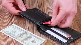 Классический мужской кошелек из натуральной кожи KARYA 21066 черный