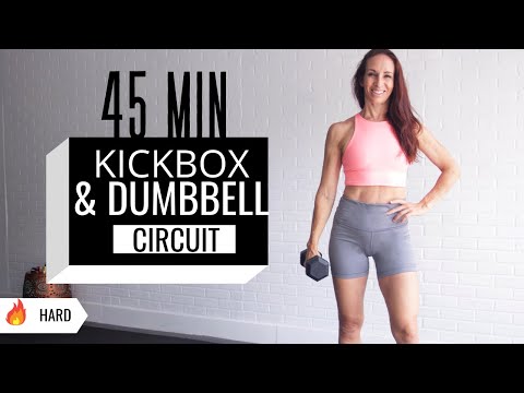45 MIN FAT BURNING HIIT🔥 CARDIO KICKBOXING & STRENGTH CIRCUIT with Dumbbells | Cardio & Strength