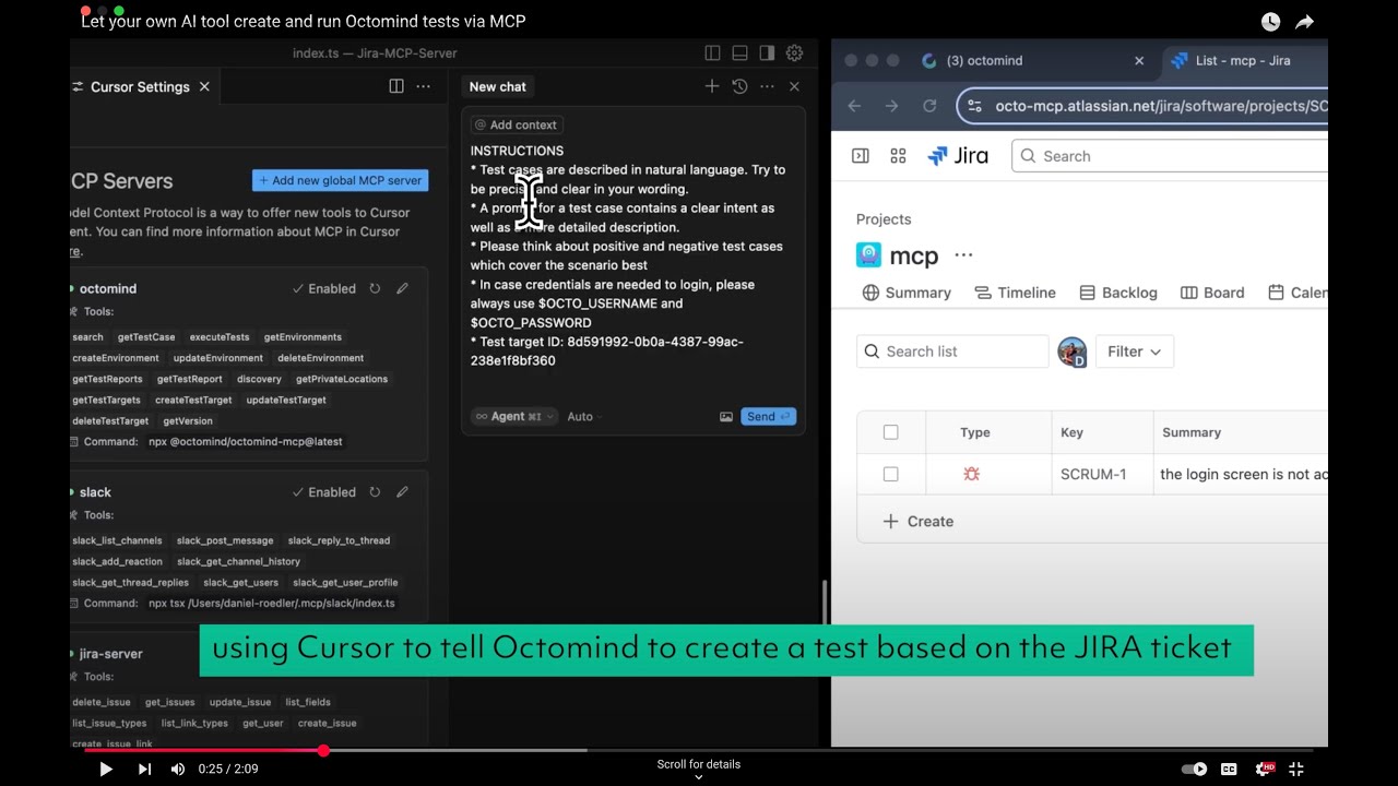 Let your own AI tool create and run Octomind tests via MCP