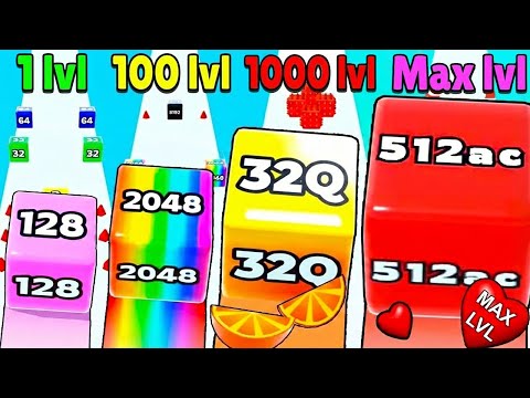 WOW 🤯 Full gameplay in Jelly Run 2048 🔴 COLLECTED ALL THE CUBES! [From 1024 to 32Q - Max LVL]