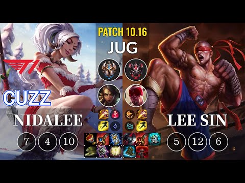 T1 Cuzz Nidalee vs Lee Sin Jungle - KR Patch 10.16