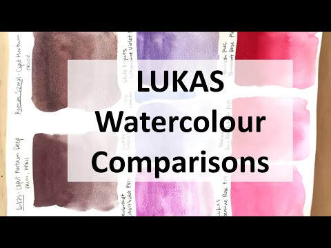 LUKAS Watercolor Comparisons - Caput Mortuum, Cobalt Violet, Genuine Rose