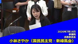 【字幕付き】20260716 参議院 法務委員会 11 小林さやか 国民民主党・新緑風会