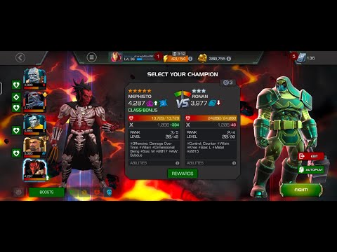 5 Star Mephisto VS 3 Star Ronan | Marvel Contest of Champions Gameplay | iOS, Android [4K60FPS]