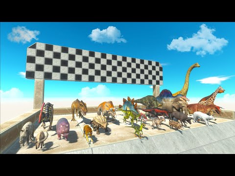 CROSSING HILL SPEED RACE NORMAL DINOSAURS VS ANIMALS TO GET FASTEST - Animal Revolt Battle Simulator