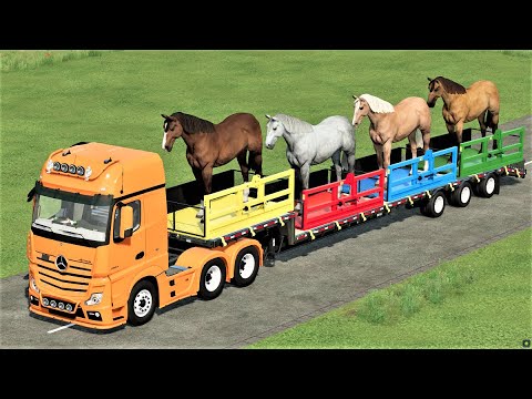 , title : 'TRANSPORT OF COLORS ! GIANT HORSE LOADING ON LOW LOADER with MINI TRACTORS ! Farming Simulator 22