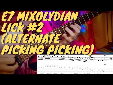 E7 Funk Guitar Improvisation  - E7 Mixolydian Lick # 2 & Lesson + Free Tabs