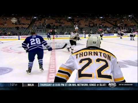 Colton Orr vs Shawn Thorton fight Mar 23 2013 Boston Bruins vs Toronto Maple Leafs NHL Hockey