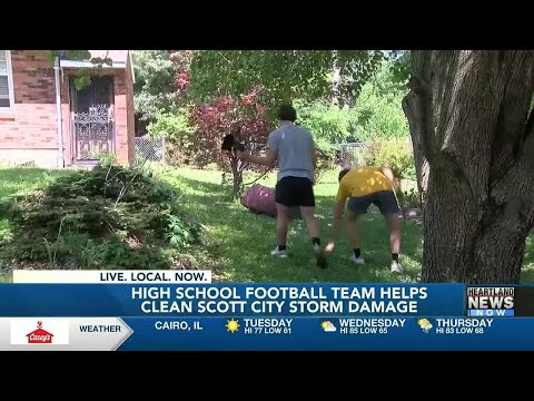 High school football team helps clean Scott City storm damage