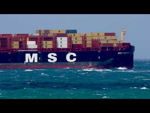 Thumbnail for The container ship MSC Nurya G seen outbound at Point Lonsdale, Victoria, Australia.
