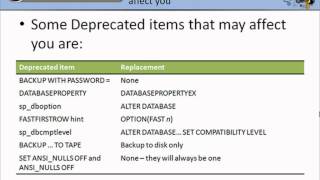 Deprecated and Discontinued Items in SQL Server 2008