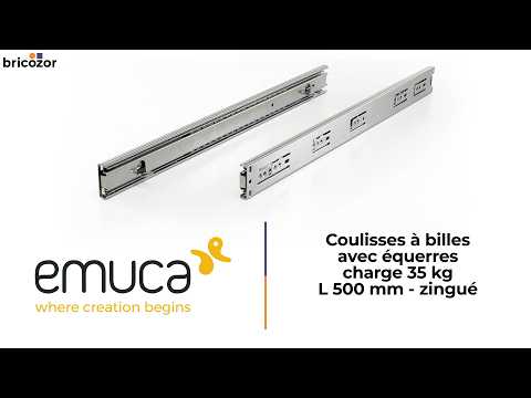 Coulisses à billes avec équerres - sortie totale - hauteur 45 mm EMUCA