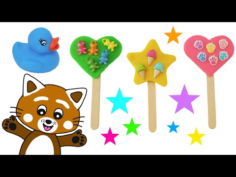 Pukkins gör roliga glassar till ankorna - Lek och lär dig färger - Lek med oss