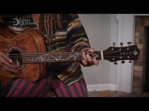 Luna Vineyard Koa Bevel Folk Acoustic-Electric Guitar Gloss Natural image 18