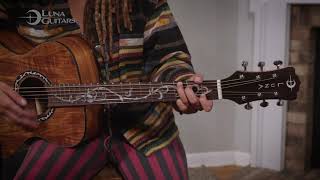 Video thumbnail for Luna Vineyard Koa Bevel Folk Guitar with Fishman by Luna Guitars