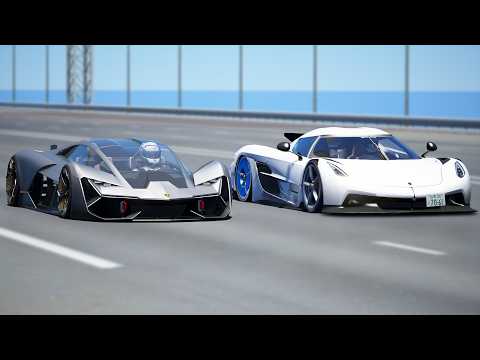 1,000KMH!!! Lamborghini Terzo Millenio vs Koenigsegg Jesko Absolut DRAG & TRACK RACE