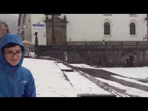 Quito, Ecuador - Plaza San Francisco with hail/snow 2018 Nov. 17