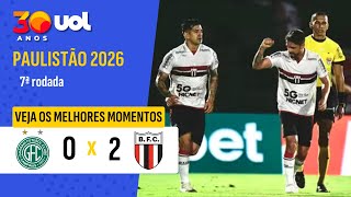 PAULISTÃO 2026: MELHORES MOMENTOS GUARANI 0 X 2 BOTAFOGO-SP