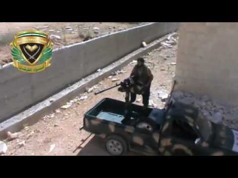 استهداف تحصينات قوات النظام في جبل شويحنة في ريف حلب الغربي  بواسطة رشاش 14 من قبل لواء الفرقان