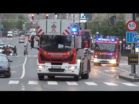 Grote Inzet Brandweer Brussel met spoed naar een Grote woningbrand in Brussel Etterbeek