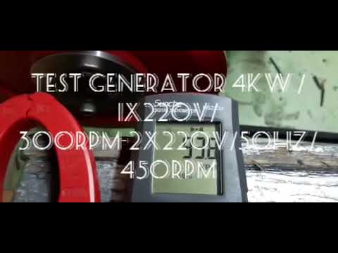 Test generator pe magneti,4kw/1x220V/300rpm- 2x220V/50Hz/450rpm