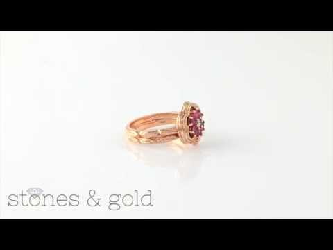 Pink Sapphire & Diamond 14K Rose Gold Wedding Ring and Wedding Band Set |  SG000164 + SG000165