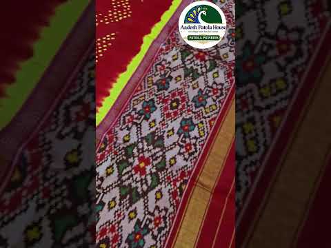 Red Bandhej Patola Single Ikat Chaniya Choli Dupatta 8 Ply Silk