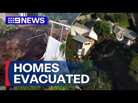 Evacuations of five homes over landslide fears | 9 News Australia