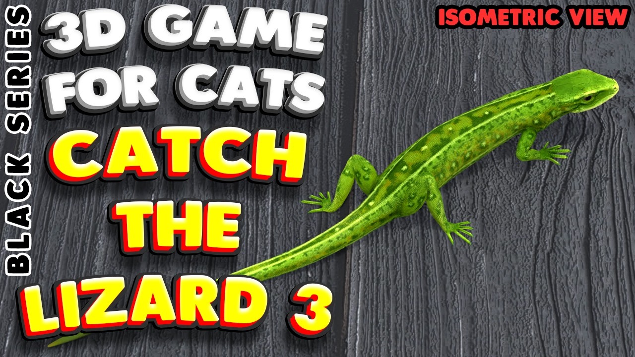 3D game for cats | CATCH THE LIZARD 3 (sometric view) | 4K, 60 fps, stereo sound