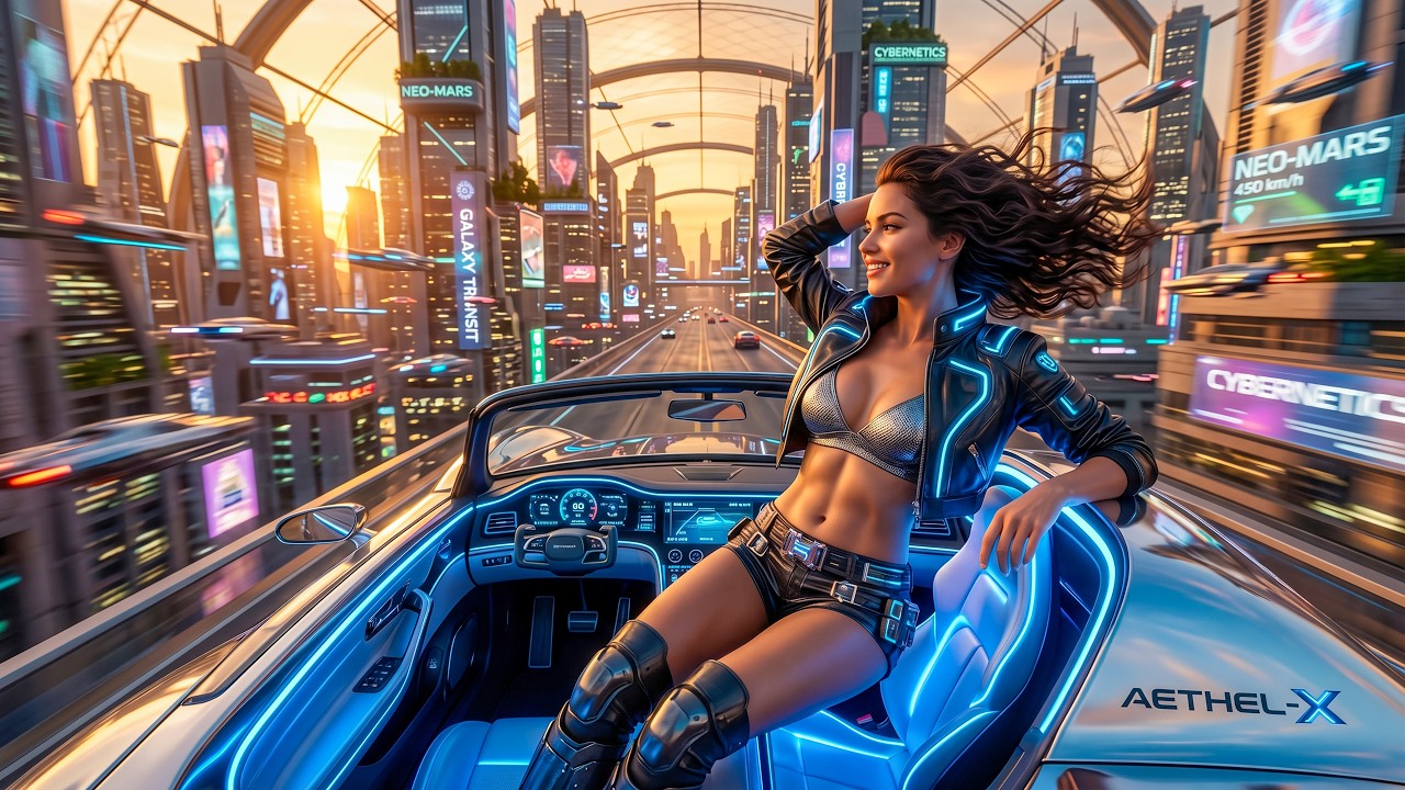 RELAXING MARS COLONY JOURNEY (4K) | Sci-Fi Biodomes, Hovercrafts & Martian Sunset Ambience