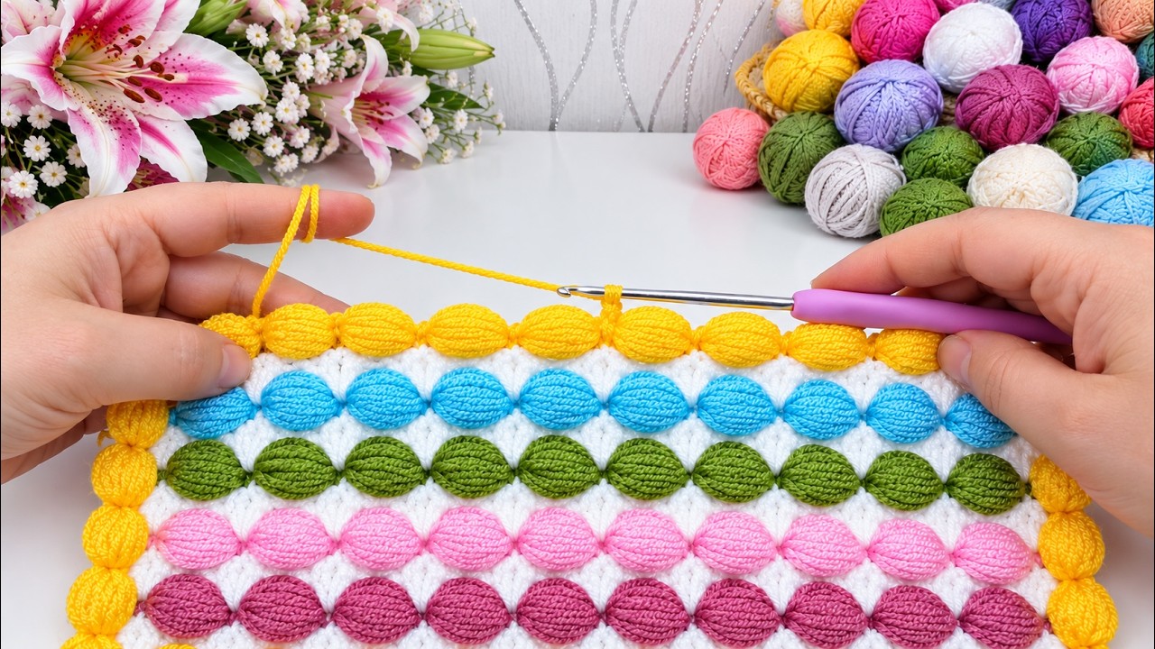 Bu Tığ işine bayılacaksınız Artık🧶iplerle tığ işi çok kolay bebek battaniyesi lif kırlent modeli