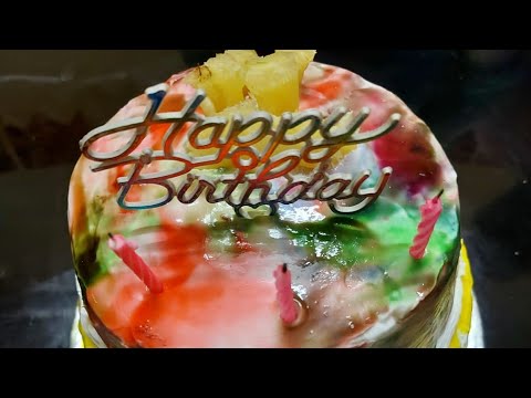 Home made double layer cake || Pineapple cake 🍍 || Marble drip cake