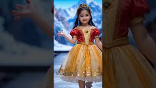 Golden Princess Glow #kidsfashion #yellowdress #cutekids #princesslook #runwaykids #ai #fashionkids