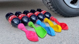 Crushing Crunchy & Soft Things by Car! EXPERIMENT: Car vs Coca Cola, Fanta, Mirinda Balloons