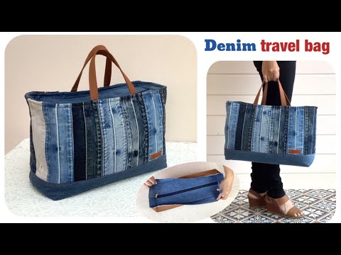 sewing diy a travel bags from old jeans, denim projects, how to sew a denim travel bags patterns,
