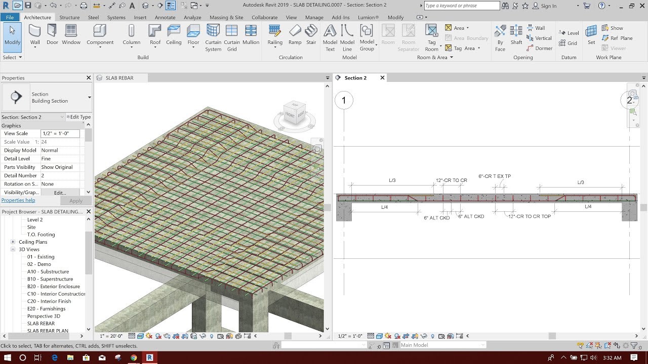 Two Way Slab Detailing with Cranked Rebar in Revit