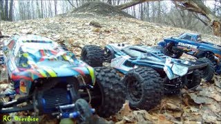 RC OVERDOSE CREW Performing Stunts at BMX Pits(Losi MT10,Rustler,Stampede VXL &amp; E-Maxx-RC OVERDOSE